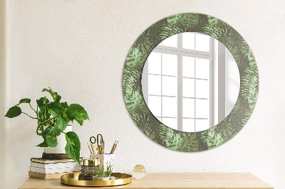 Round mirror print Tropical leaves