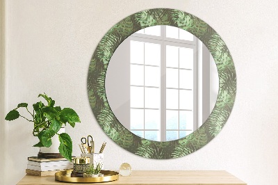 Round mirror print Tropical leaves