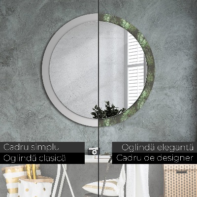 Round mirror print Tropical leaves