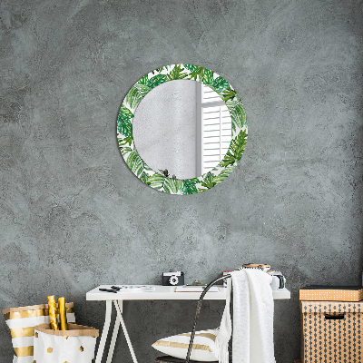 Round mirror decor Jungle leaves