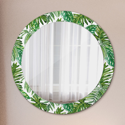 Round mirror decor Jungle leaves