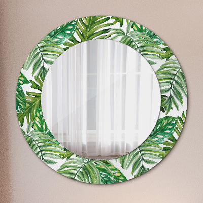 Round mirror decor Jungle leaves