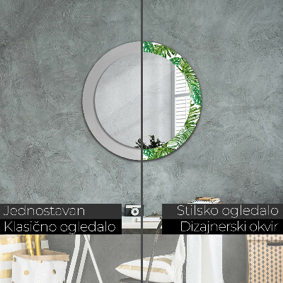 Round mirror decor Jungle leaves