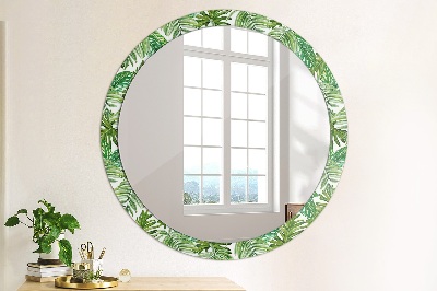 Round mirror decor Jungle leaves