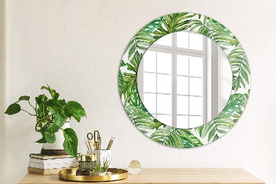 Round mirror decor Jungle leaves