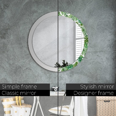 Round mirror decor Jungle leaves