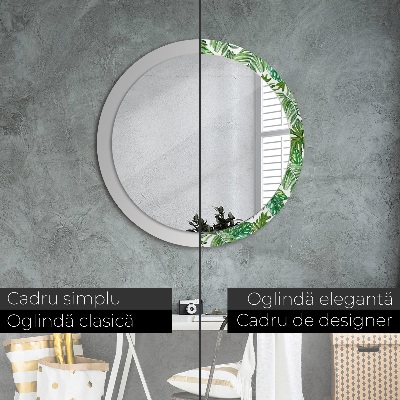 Round mirror decor Jungle leaves