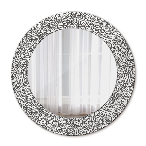 Round mirror printed frame Floral pattern