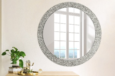 Round mirror printed frame Floral pattern