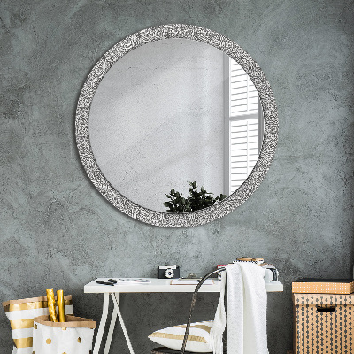 Round mirror printed frame Floral pattern