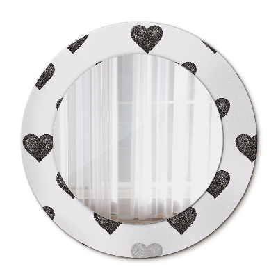 Round mirror printed frame Abstract hearts