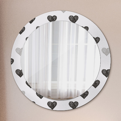 Round mirror printed frame Abstract hearts