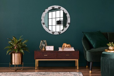 Round mirror printed frame Abstract hearts