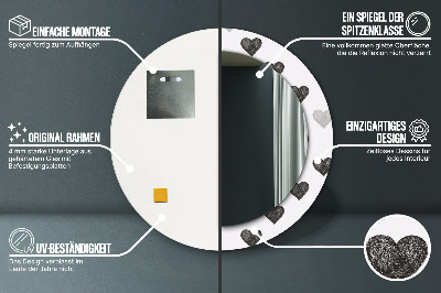 Round mirror printed frame Abstract hearts
