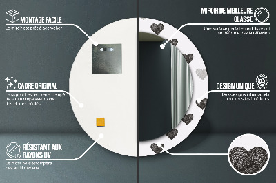 Round mirror printed frame Abstract hearts