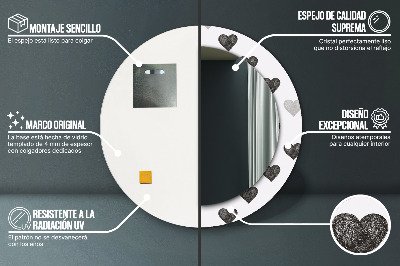 Round mirror printed frame Abstract hearts