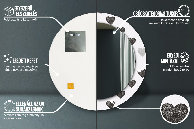 Round mirror printed frame Abstract hearts
