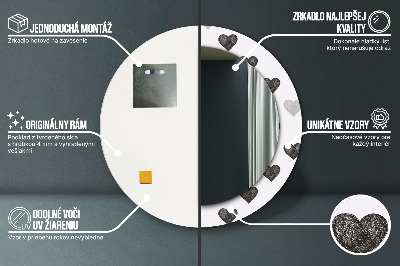 Round mirror printed frame Abstract hearts