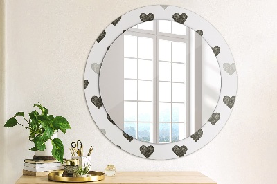 Round mirror printed frame Abstract hearts