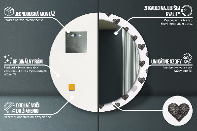 Round mirror printed frame Abstract hearts