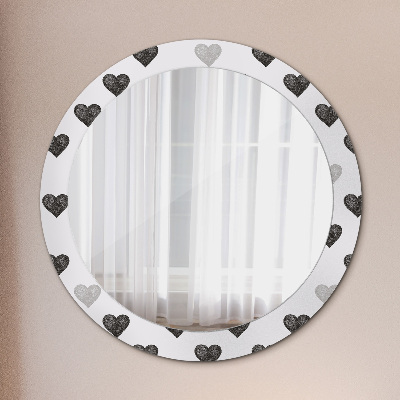 Round mirror printed frame Abstract hearts