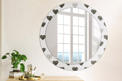 Round mirror printed frame Abstract hearts