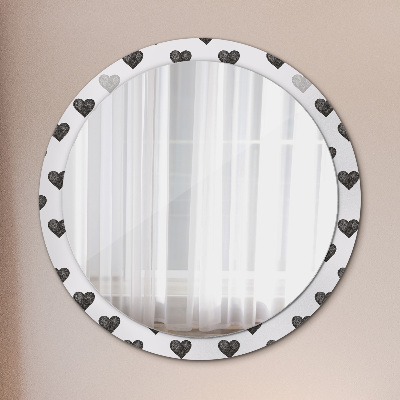 Round mirror printed frame Abstract hearts