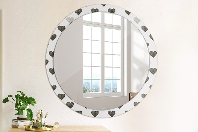 Round mirror printed frame Abstract hearts