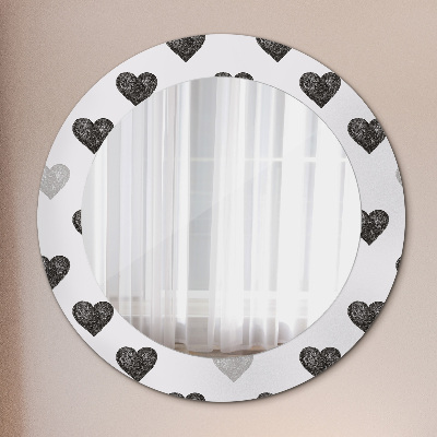 Round mirror printed frame Abstract hearts