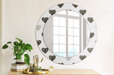 Round mirror printed frame Abstract hearts