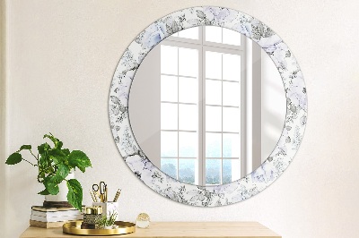 Round decorative wall mirror Blue roses