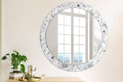 Round decorative wall mirror Blue roses