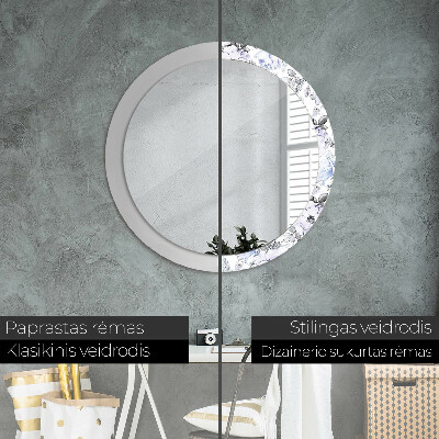 Round decorative wall mirror Blue roses