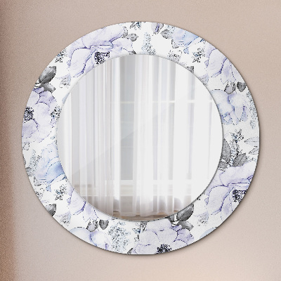 Round decorative wall mirror Blue roses