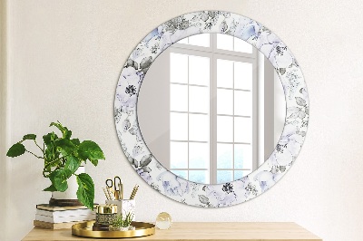 Round decorative wall mirror Blue roses