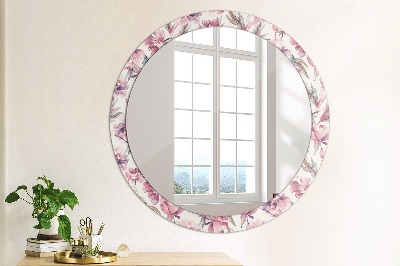Round decorative wall mirror Peonies flowers