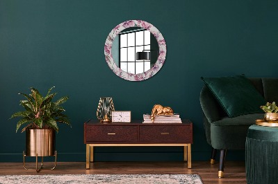 Round decorative wall mirror Peonies flowers