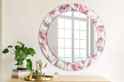 Round decorative wall mirror Peonies flowers