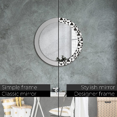 Round decorative wall mirror Triangles geometry