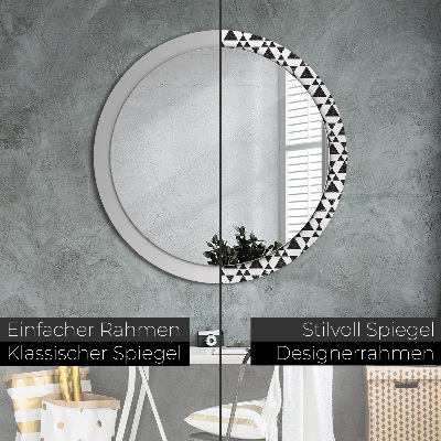 Round decorative wall mirror Triangles geometry