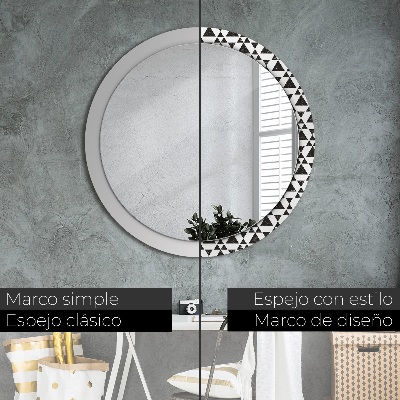 Round decorative wall mirror Triangles geometry