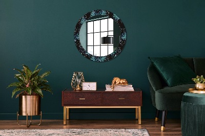 Round decorative wall mirror Exotic leaves