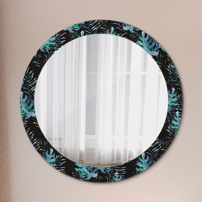 Round decorative wall mirror Exotic leaves