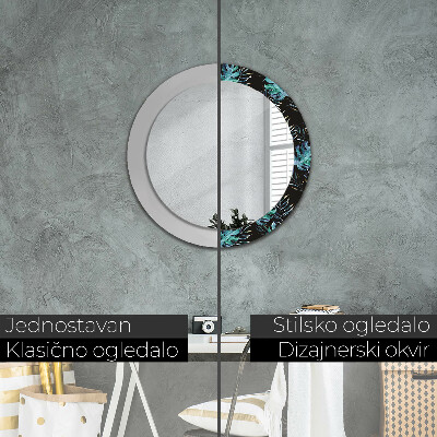 Round decorative wall mirror Exotic leaves