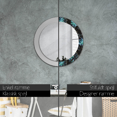 Round decorative wall mirror Exotic leaves