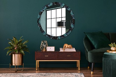 Round decorative wall mirror Exotic leaves