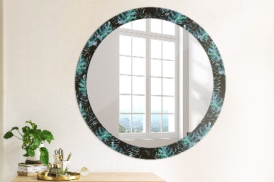 Round decorative wall mirror Exotic leaves