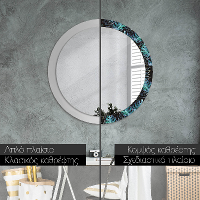 Round decorative wall mirror Exotic leaves