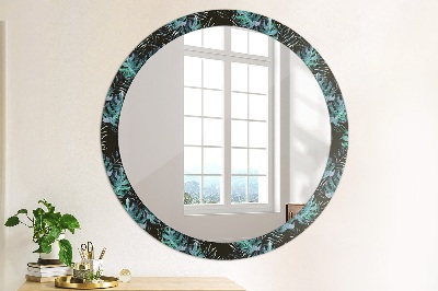 Round decorative wall mirror Exotic leaves