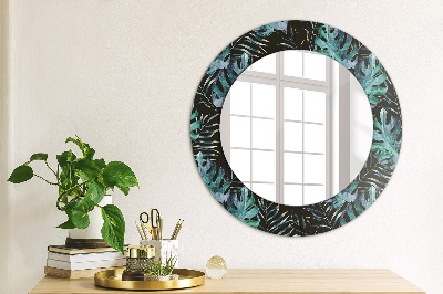 Round decorative wall mirror Exotic leaves